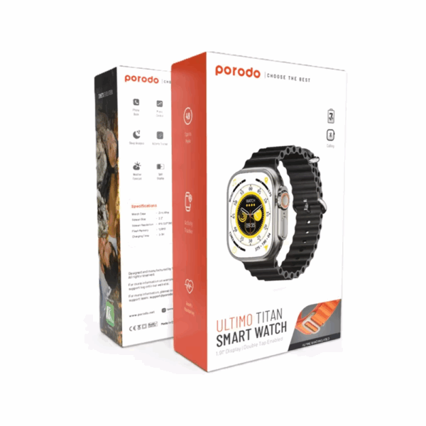 Porodo Smart Watch Ultra Ultimo Titan with Alpine Band and Ocean Band -Black Strap - Image 4