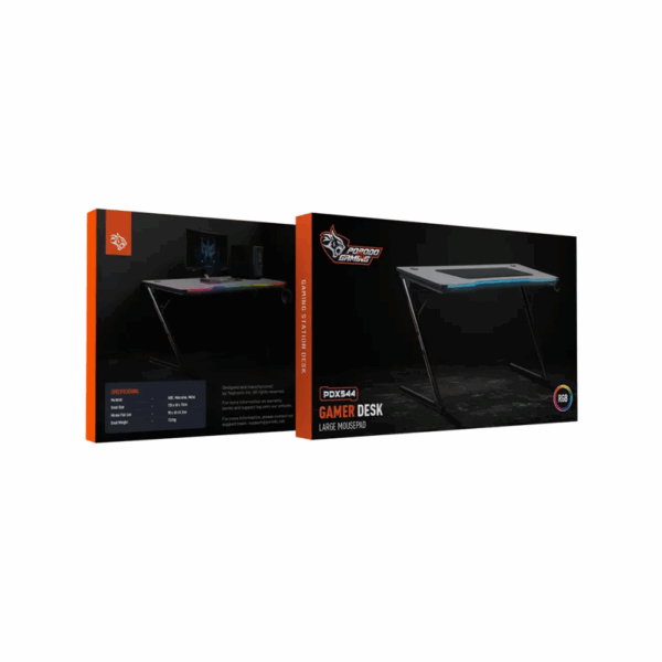 Porodo Gaming Table with RGB LED Light with Gaming Mousepad - Black - Image 3