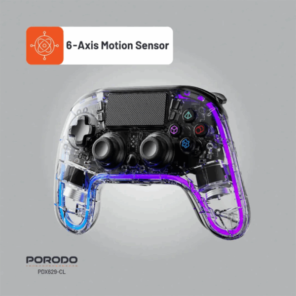 Porodo Gaming PS4 Gamepad Transparent Controller - Clear - Image 4