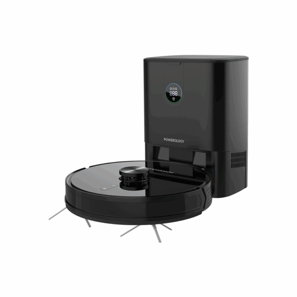Powerology Robo Vacuum Cleaner 4000pa 4000mAh with Charging and Auto-emptying Dock - Black