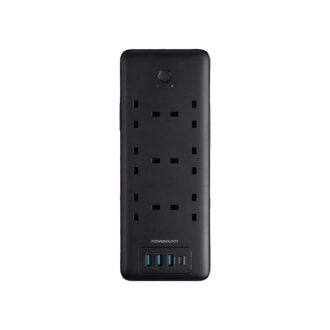 Powerology 48W 6AC 1x PD USB-C and 3x QC USB-A Power Strip UK PD 30W- Black