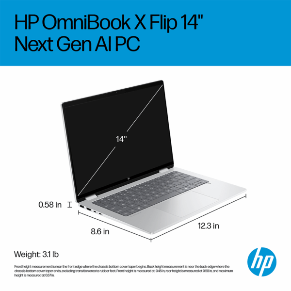 Hp Omnibook X Flip-U7 256V 16GB DDR5 1TB Gen4 M.2 SSD Win11H Intel Arc 140V 14.0 Inch 2K Touch Grey - Image 8