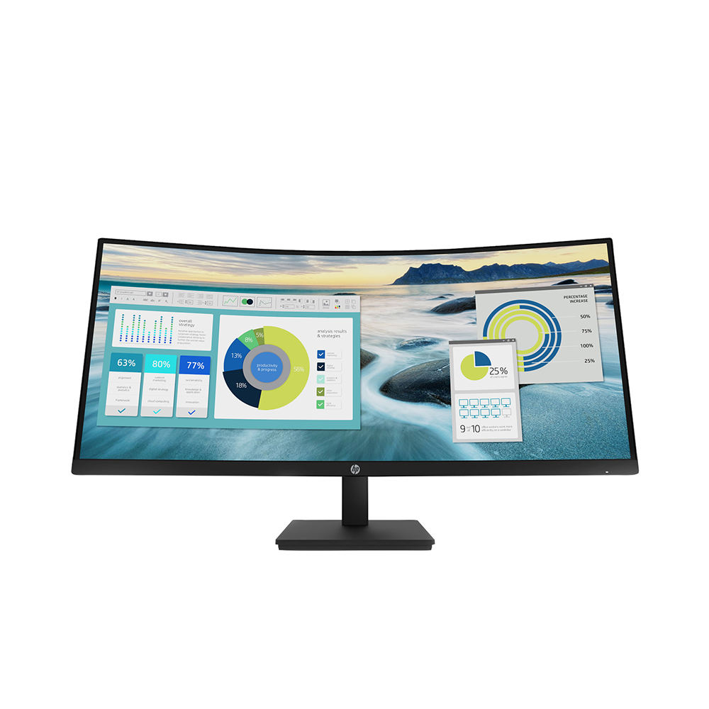 HP P34HC G4 Monitor-34.0 Inches WQHD LCD Curved VA Display Port HDMI Black
