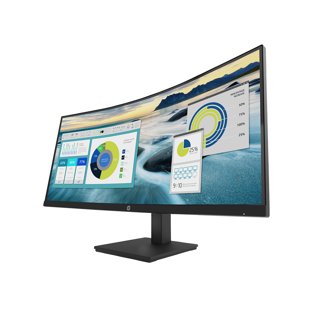 HP P34HC G4 Monitor-34.0 Inches WQHD LCD Curved VA Display Port HDMI Black - Image 2