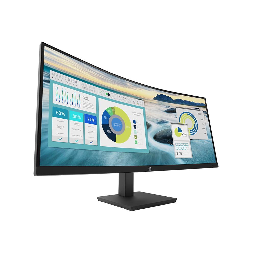 HP P34HC G4 Monitor-34.0 Inches WQHD LCD Curved VA Display Port HDMI Black - Image 3