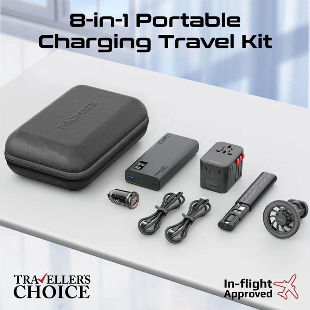 Promate 7 in 1 Portable Essential Electronic Accessories Travel Kit - Image 2