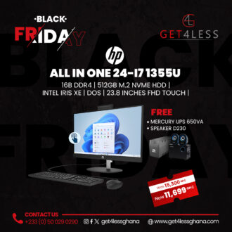 HP All In One 24 Core i7 1355U 16B DDR4 RAM 512GB M.2 NVMe SSD 23.8 Inches FHD Touch Black with Free Mercury Mav650Va UPS and D230 Speaker