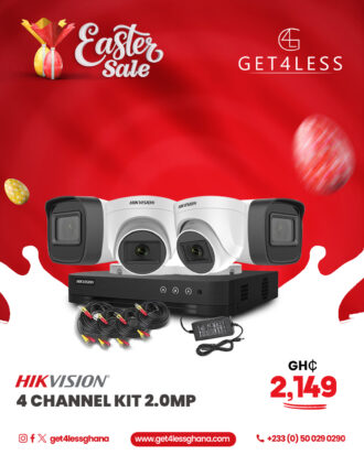 Hikvision 4 Channel Kit 2.0MP 2 Dome 2 Bullet and 4 Terminated Cables