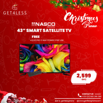 Nasco TV 43 Smart Satellite with Free Eldo Power Strip and Eldo 13-43 Inches Stand TV Cart