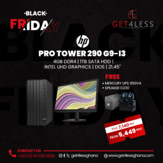 HP Pro Tower 290 G9 i3 12100 4GB DDR4 RAM 1TB Sata HDD Intel UHD Graphics with Free Mercury Mav650Va UPS and D230 Speaker