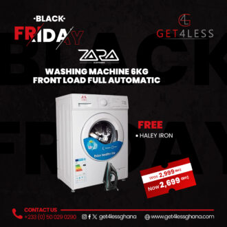 Zara Washing Machine 6KG Front Load Full Automatic White with free Haley Steam Iron 2000Watt Black