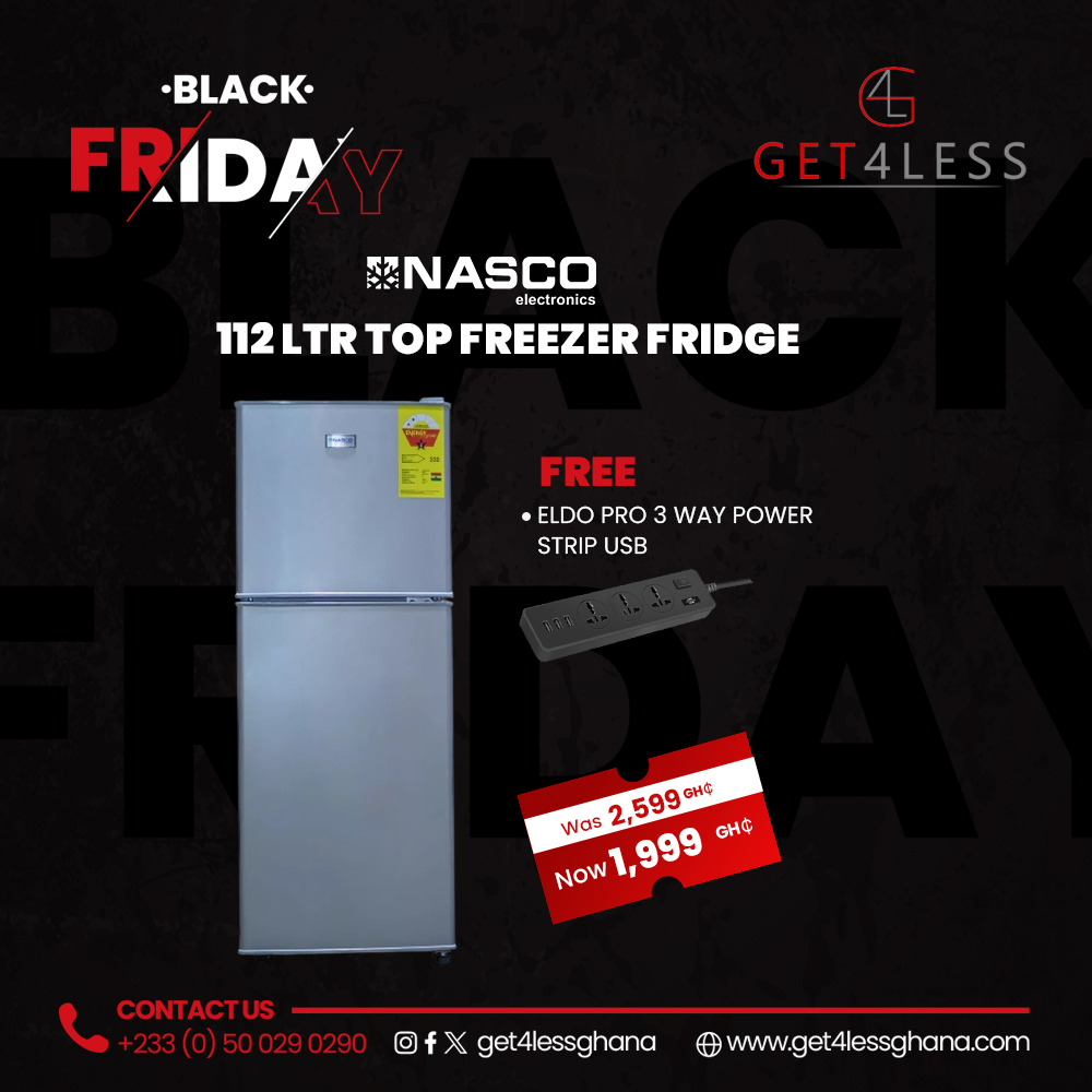 Nasco Fridge Top Freezer 112 Ltr Gross with free Eldo Power Strip