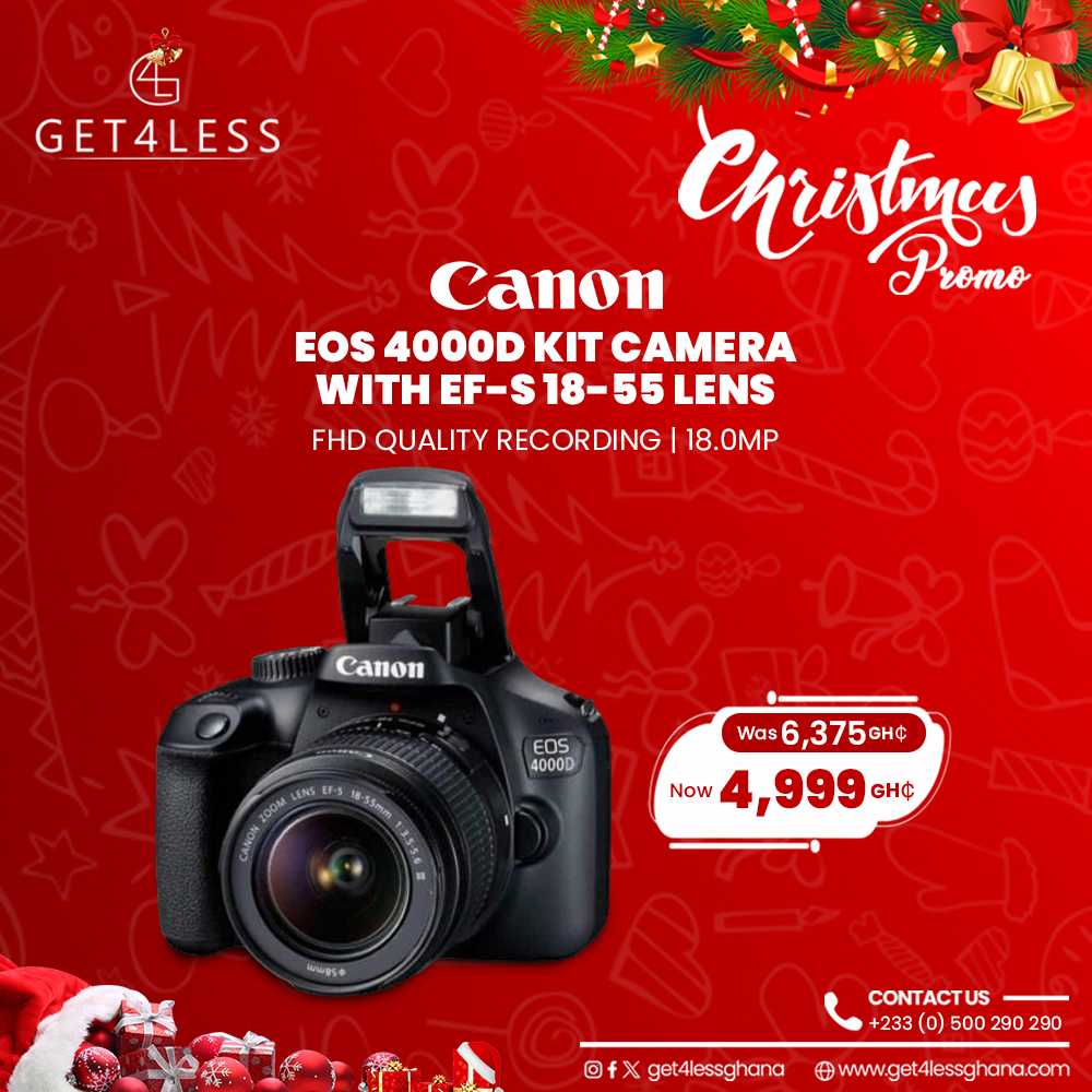 Canon EOS 4000D DSLR Camera - Wifi, 18.0 MP with 18-55mm Lens