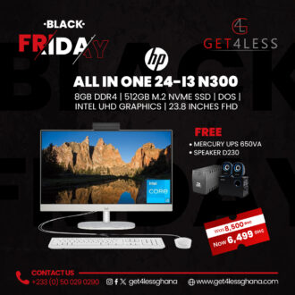 HP All In One 24 Core i3 N300 8GB RAM DDR4 512GB M.2 NVMe SSD Intel UHD Graphics 23.8 Inches FHD with Free Mercury Mav650Va UPS and D230 Speaker