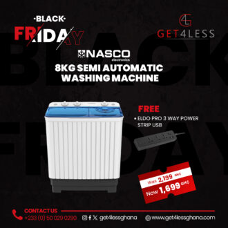 Nasco Washing Machine Semi Automatic 8 Kg White with free Eldo Power Strip