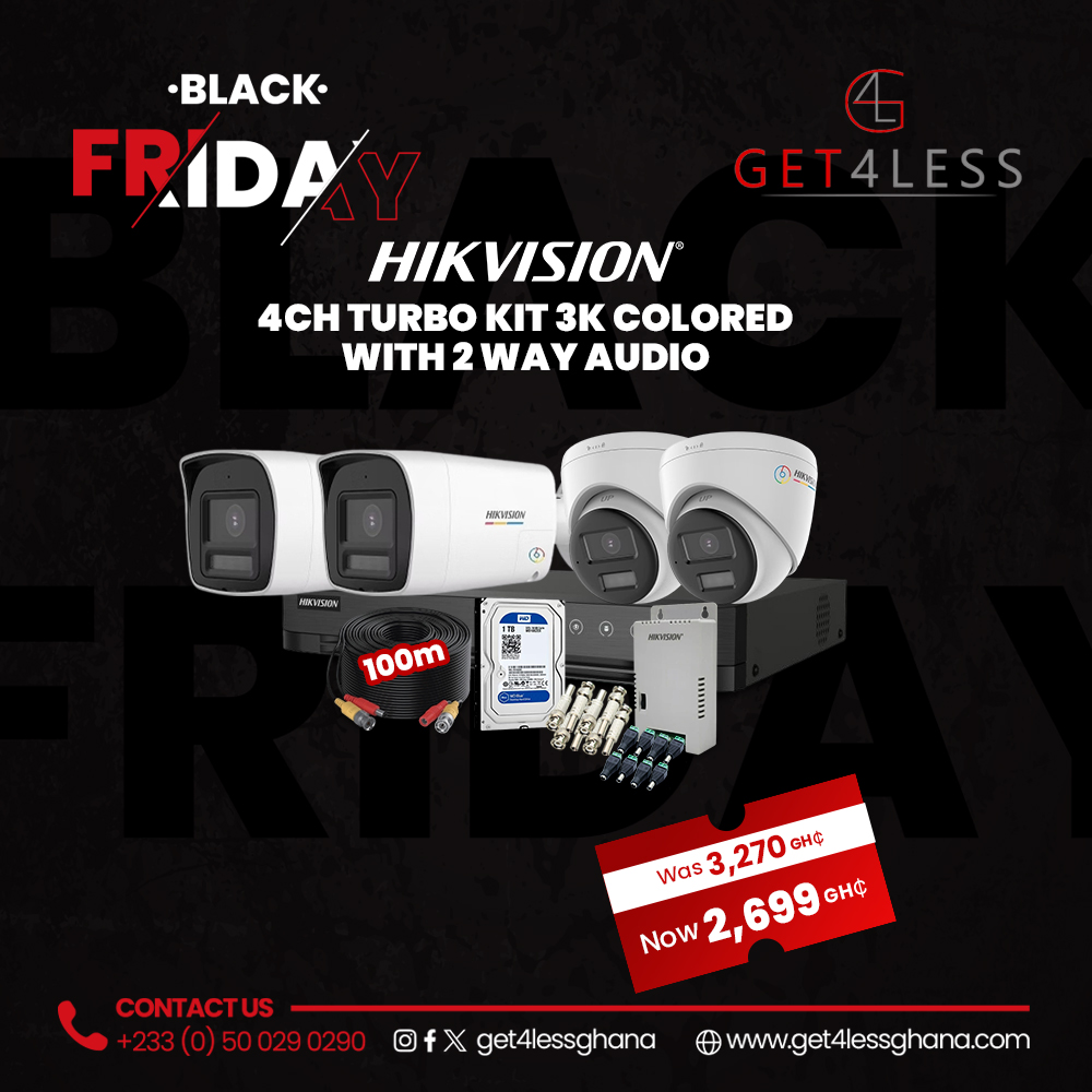 Hikvision 4 Channel Turbo Kit 3K Coloured with 2 Way Audio