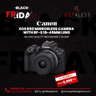 Canon EOS R50 Mirrorless Camera with RF-S 18-45mm Lens 4K UHD 24.2MP Black