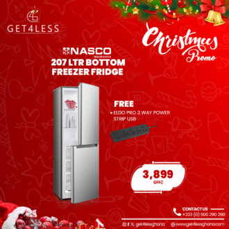 Nasco Fridge Bottom Freezer 239 Ltrs Gross With Free Eldo Pro Power Strip