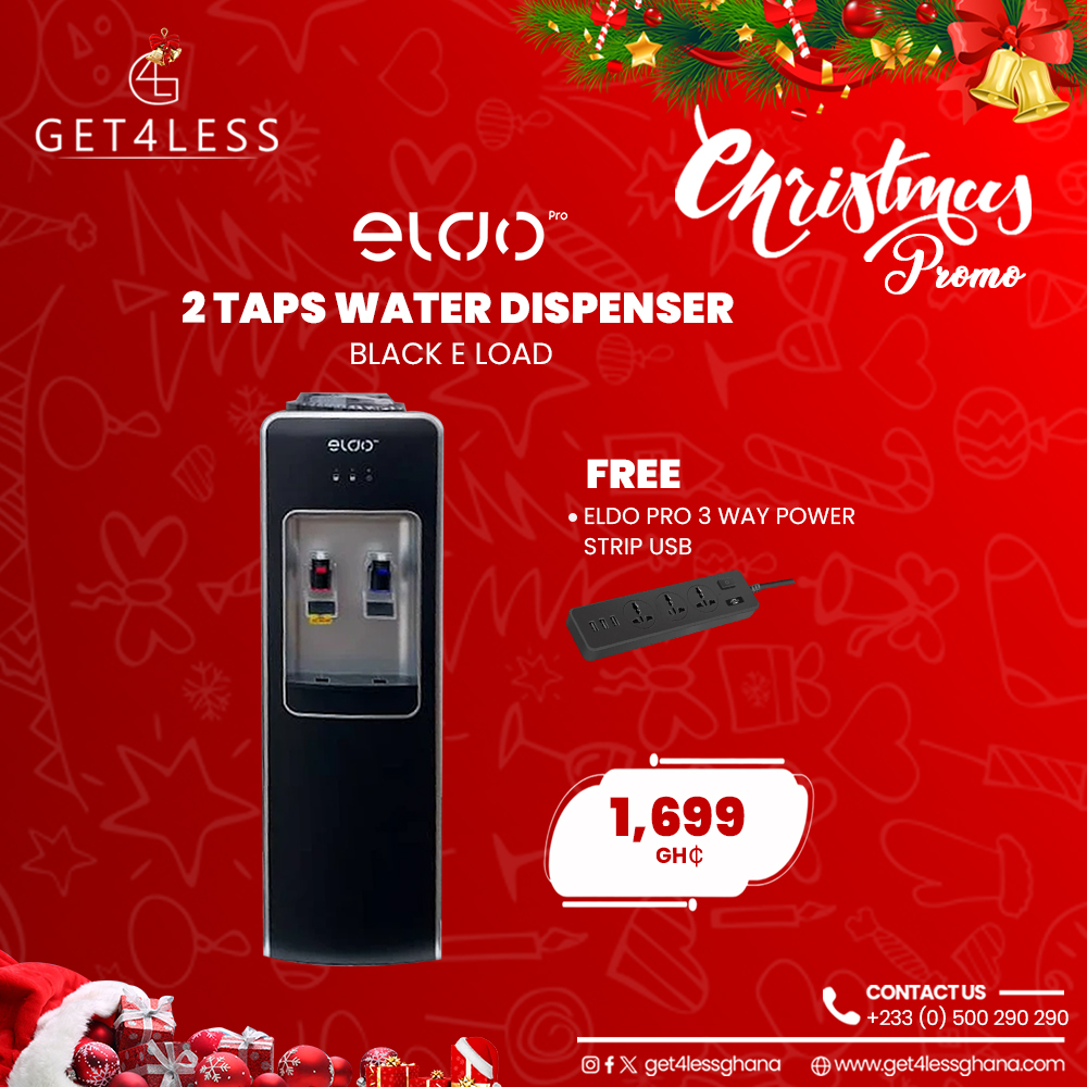 Eldo Water Dispenser e Load 2 Taps Black With Free Eldo Pro Power Strip