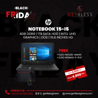 HP NoteBook 15 - Core i5 G10 4GB RAM 1TB 15.6"  with Free Eldo WM90 Mouse and Eldo Pro Laptop Bag 15.6