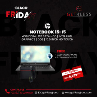 HP NoteBook 15 - Core i5 G10 4GB RAM 1TB HDD 15.6" Touch with Free Eldo WM90 Mouse and Eldo Pro Laptop Bag 15.6