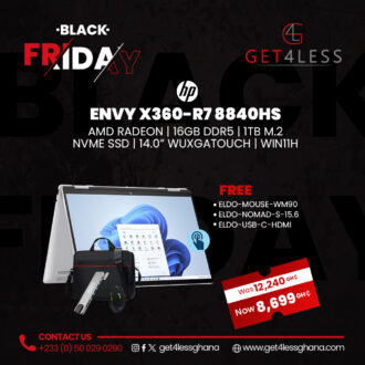 HP Envy X360 R7 8840HS 16GB RAM DDR5 1TB SSD AMD Radeon 14.0 Inches Touchscreen Silver  with Free Eldo Pro USB-C To HDMI 8 Port Adapter, Eldo WM90 Mouse and Eldo Pro Laptop Bag 15.6