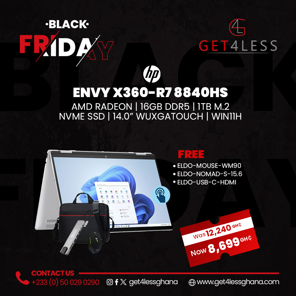 HP Envy X360 R7 8840HS 16GB RAM DDR5 1TB SSD AMD Radeon 14.0 Inches Touchscreen Silver with Free Eldo Pro USB-C To HDMI 8 Port Adapter, Eldo WM90 Mouse and Eldo Pro Laptop Bag 15.6