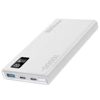 Promate 10000mAh Slim Power Bank with 20W PD USB-C White