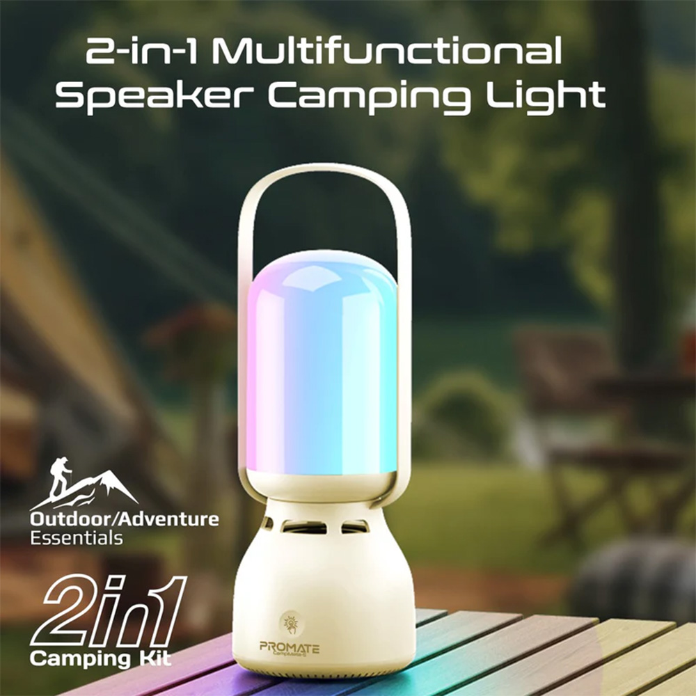 Promate Portable Multifunctional Bluetooth Speaker Camping Light - Image 2