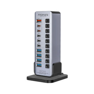 Promate Fast Charge Multi-port USB-C Tower Hub with 5Gbps Data Transfer