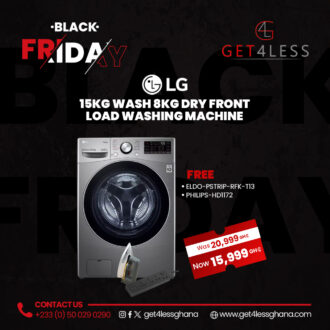 LG Washing Machine Front Load 15Kg Wash with Free Eldo Pro Power Strip ELDO-PSTRIP-RFK-T13 and Philips Iron HD1172