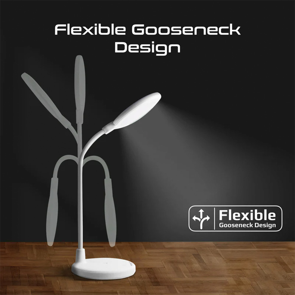 Promate Flexible Gooseneck LED Desk Lamp with Ring Light Vanity Mirror and touch controls - Image 5