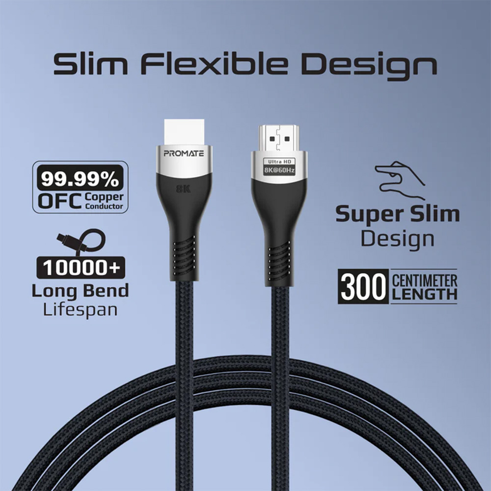 Promate Certified Ultra-High-Speed 8K@60Hz HDMI Cable - Image 2