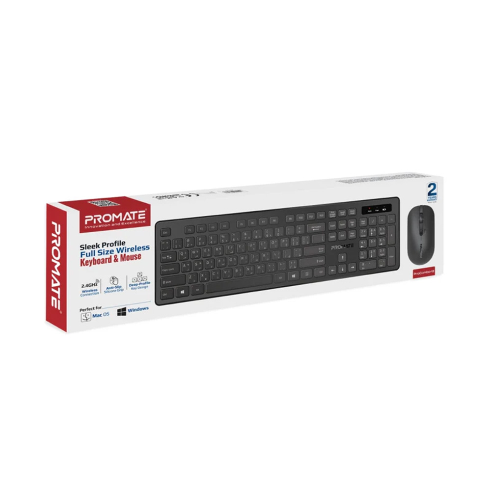 Promate Sleek Profile Full-Size Wireless Keyboard and Mouse - Image 5