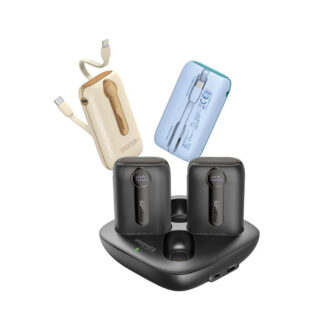 Promate 4-Piece 10000mAh Power Bank Charging Set with In-Built USB-C and Lightning Cables