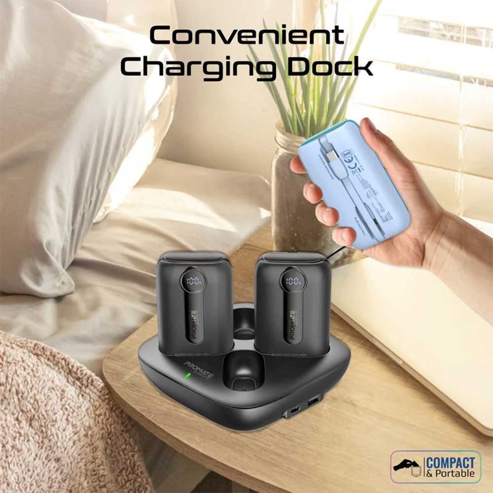Promate 4-Piece 10000mAh Power Bank Charging Set with In-Built USB-C and Lightning Cables - Image 4