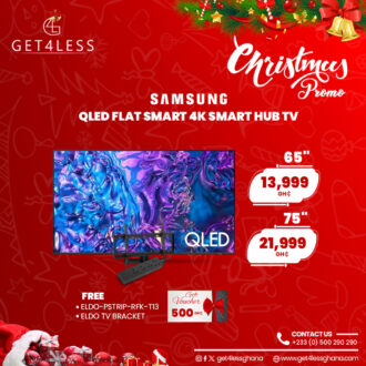 Samsung 75 Flat Smart Hub 4K QLED with Free Eldo Power Strip, TV Bracket/GHc500 Gift Voucher