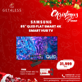 Samsung QLED 85 Flat Smart 4K Smart Hub with Free Eldo Power Strip, TV Bracket/GHc1000 Gift Voucher