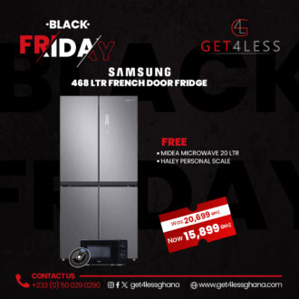 Samsung Fridge French Door 468 ltr Silver with free Midea microwave 20 ltr and Haley personal scale