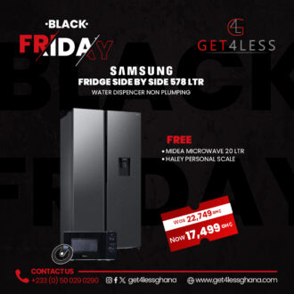 Samsung Fridge Side By Side 578 L Silver Water Dispenser Non Plumping with free Midea microwave 20 ltr and Haley personal scale
