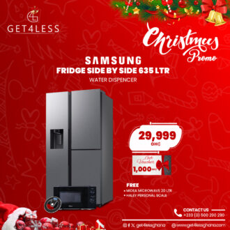 Samsung Fridge Side By Side 635Ltr Silver Watrer Dispencer With Free Midea microwave 20 ltr And Haley personal scale