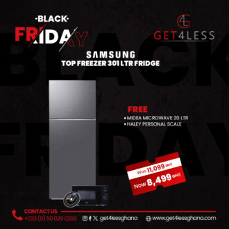 Samsung Fridge Top Freezer 310 Litres Gross Silver and free Midea microwave 20 ltr and Haley personal scale