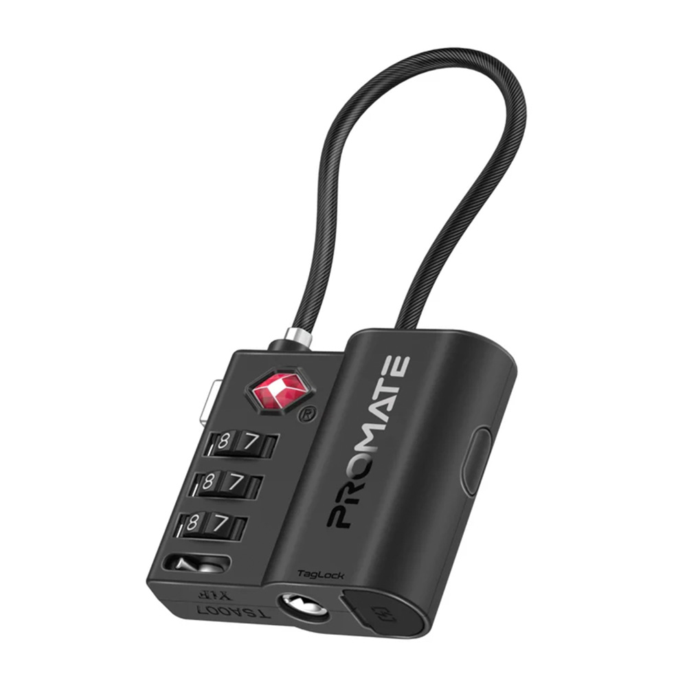 Promate TSA Luggage Lock with Smart Precision Tracking Tag - Works With Find My App