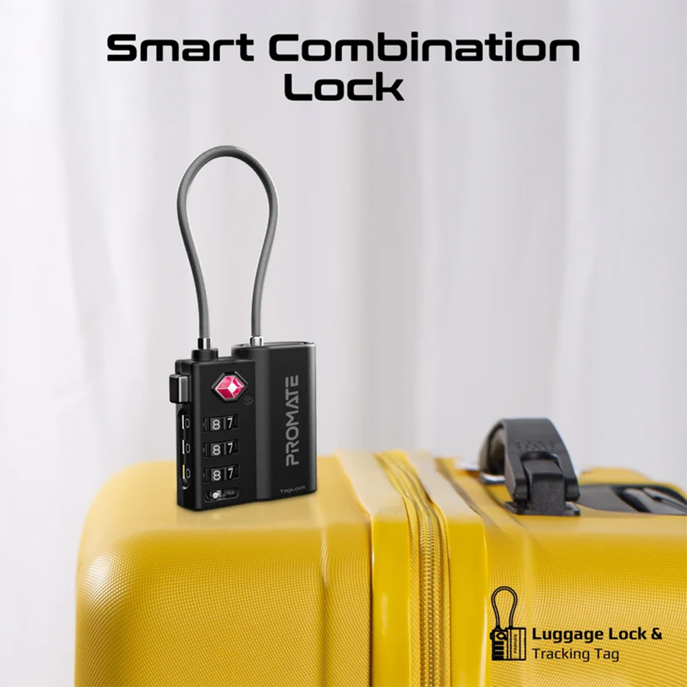 Promate TSA Luggage Lock with Smart Precision Tracking Tag - Works With Find My App - Image 2