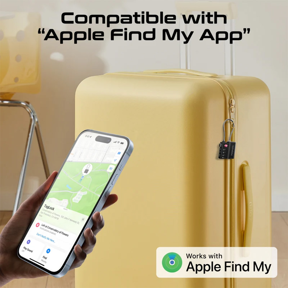 Promate TSA Luggage Lock with Smart Precision Tracking Tag - Works With Find My App - Image 3