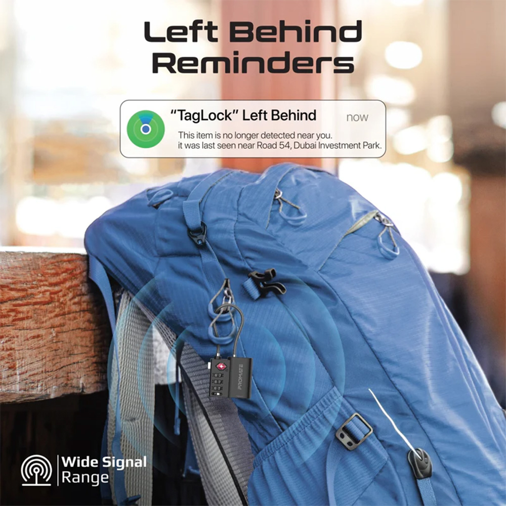 Promate TSA Luggage Lock with Smart Precision Tracking Tag - Works With Find My App - Image 4