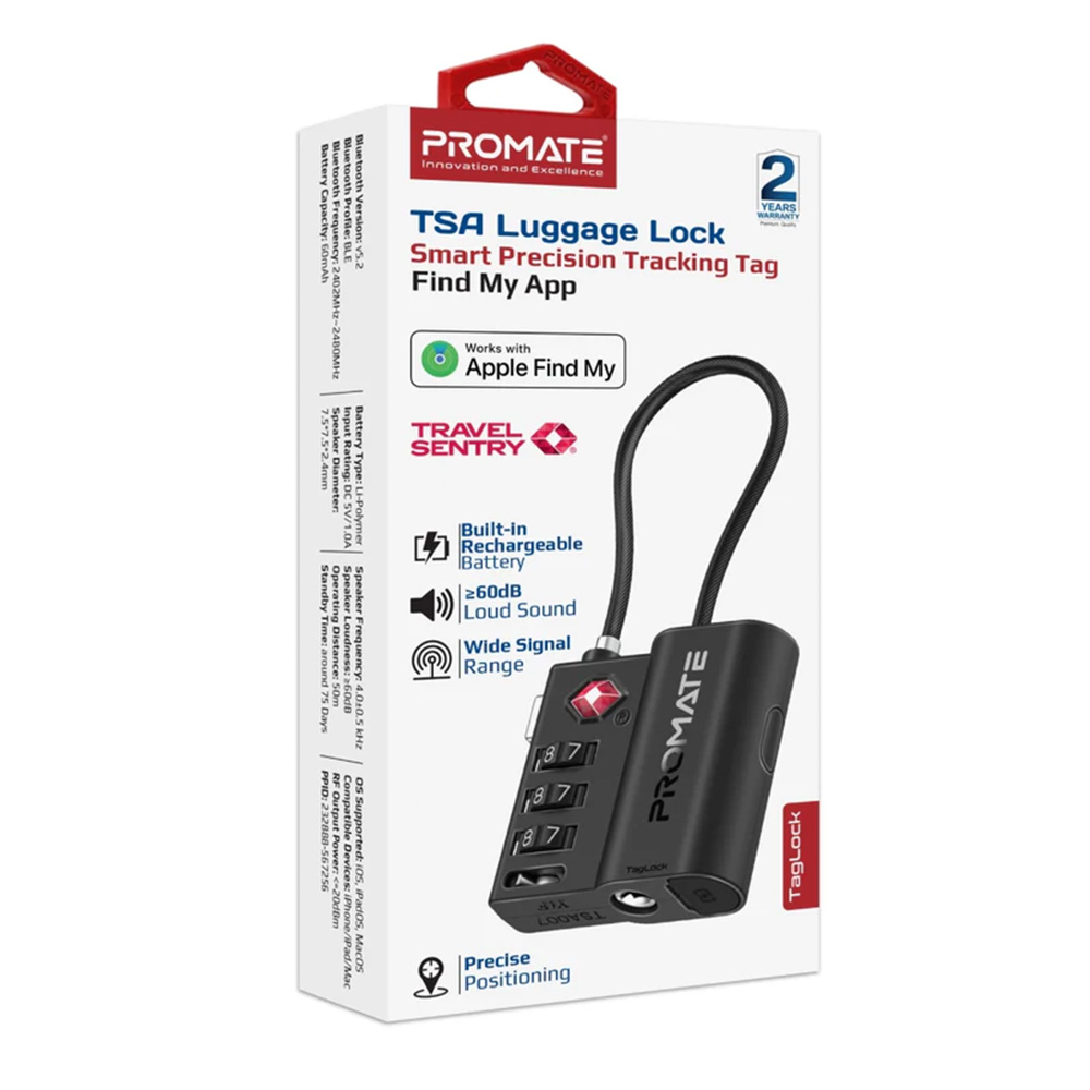 Promate TSA Luggage Lock with Smart Precision Tracking Tag - Works With Find My App - Image 5