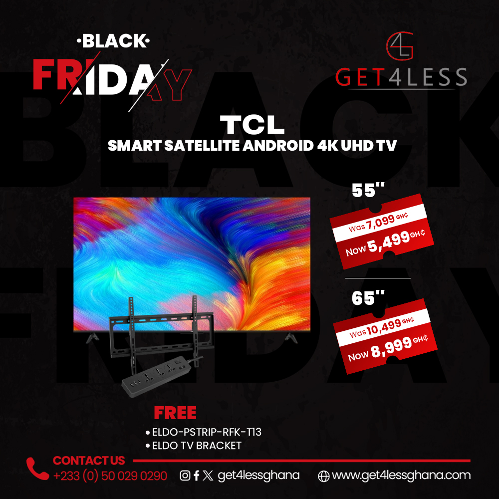 TCL TV 65 Smart Satellite Android UHD 4K Free Eldo Pro Power Strip and Eldo 37-86 Inches TV Bracket