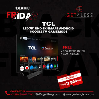 TCL LED 75 Smart Andriod Google TV Game Mode Free Eldo Pro Power Strip and Eldo 37-86 Inches TV Bracket