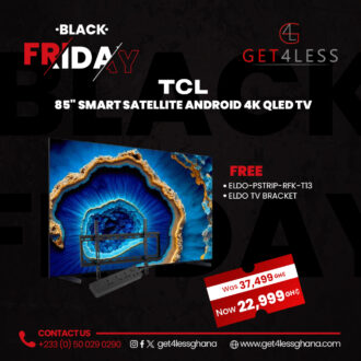 TCL Tv 85 Smart Satellite Android 4K QLED with free Eldo Pro Power Strip and Eldo 3786 TV Bracket